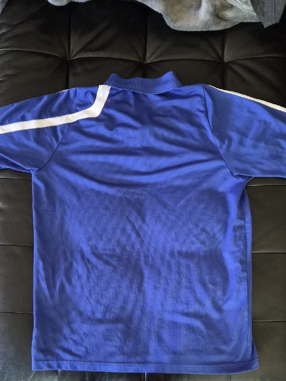 adidas Blue Polo with White Stripe Accents